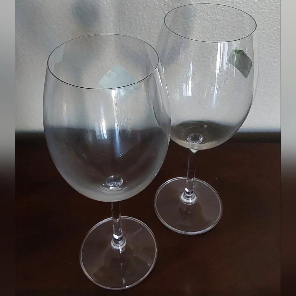 Mikasa Clear Glass Red Wine Goblets Acide Etched Stemware‎ Set Of 2